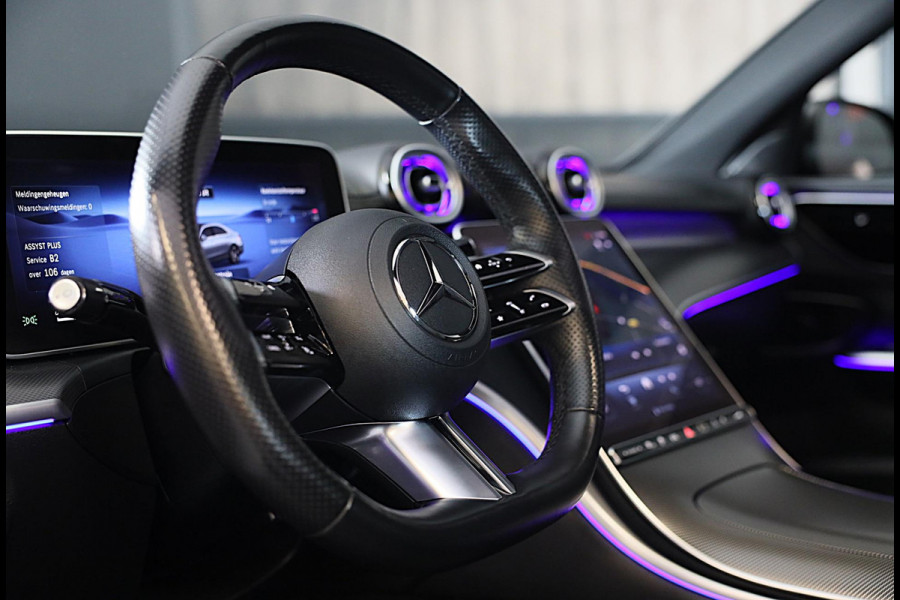 Mercedes-Benz C-Klasse 300 e AMG 63 Look / Camera / Acc / Lane Assist / F1 / Verwarming 4x / Leder / Open Pano / Dode Hoek / 20 In Mercedes-Benz C-Klasse 300 e AMG 63 Look / Camera / Acc / Lane Assist / F1 / Verwarming 4x / Leder / Open Pano / Dode Hoek / 20 In