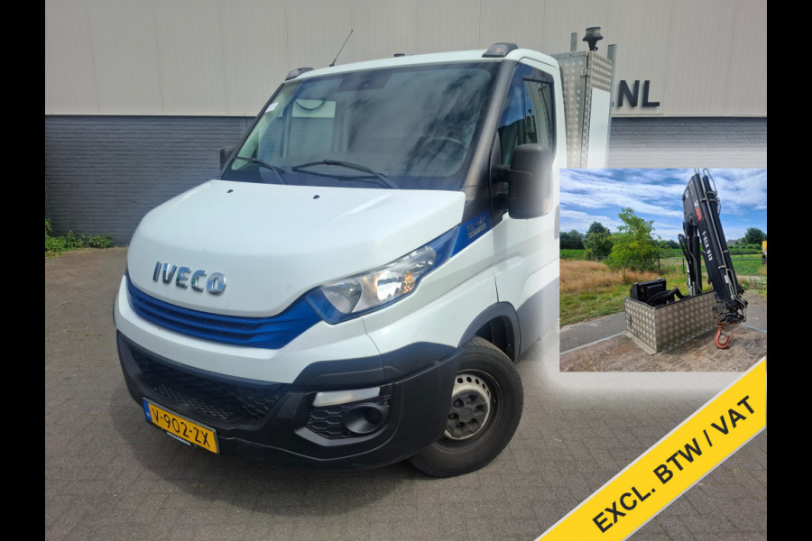 Iveco Daily 3.0I CNG Kraan Laadbak AUT-6 HIAB 3-Persoons Ecc Trekhaak Camera Blue power Alpine 2-Din Infotainment Sys. Bluetooth Opbergkasten Betonplex Vloer Compressed Natural Gas (CNG) EURO-6 375 35S14N Voertuig 1e Eigenaar Euro 6