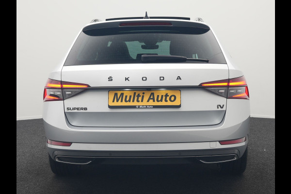 Škoda Superb Combi 1.4 TSI iV Sportline Plug In Hybrid 218pk Dealer O.H PHEV | Trekhaak Af Fabriek | Panodak | Adaptive Cruise | Camera | Alcantara Sportstoelen Memory & Verwarmd | Apple Carplay | Navigatie | Crystal LED | Sportstuur Vewarmd | Virtual | DAB |