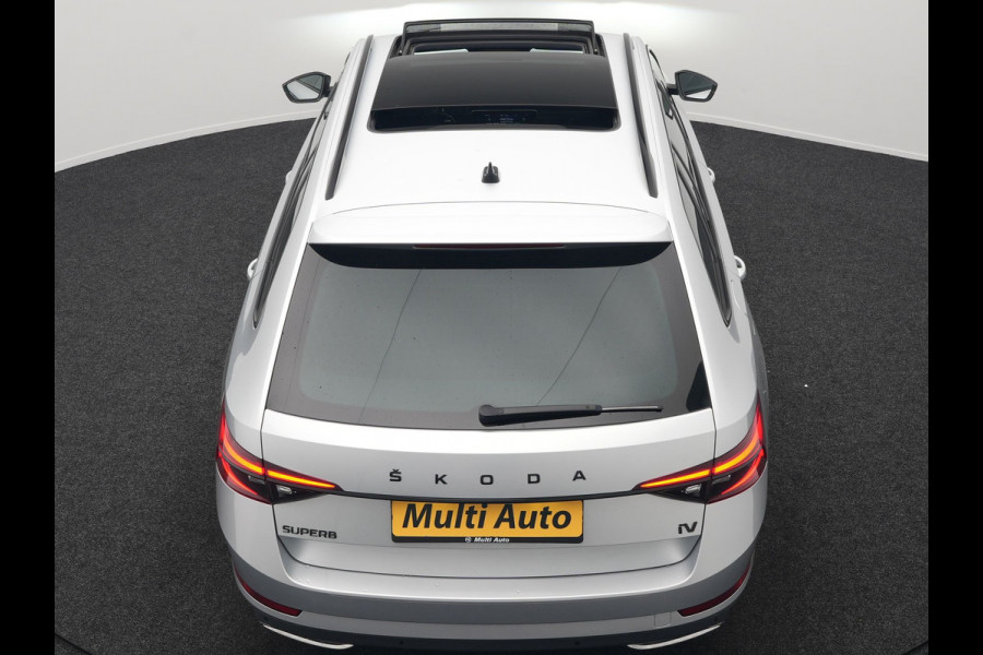 Škoda Superb Combi 1.4 TSI iV Sportline Plug In Hybrid 218pk Dealer O.H PHEV | Trekhaak Af Fabriek | Panodak | Adaptive Cruise | Camera | Alcantara Sportstoelen Memory & Verwarmd | Apple Carplay | Navigatie | Crystal LED | Sportstuur Vewarmd | Virtual | DAB |