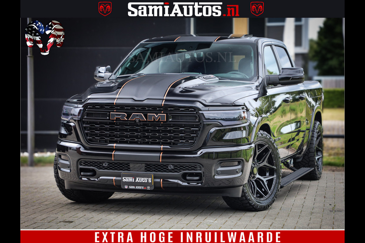 Dodge Ram 1500 Limited Night H.O 540HP 706Nm | Massage + Full Option | De Meest Luxe en Volle Pick-Up in zijn Klasse | Comfortabele Dubbele Cabine met Royale 5 Zitplaatsen | BPM vrij | Nu Leverbaar uit Voorraad | Voorraad Nr 2338 - 5404 Dodge Ram 1500 Limited Night H.O 540HP 706Nm | Massage + Full Option | De Meest Luxe en Volle Pick-Up in zijn Klasse | Comfortabele Dubbele Cabine met Royale 5 Zitplaatsen | BPM vrij | Nu Leverbaar uit Voorraad | Voorraad Nr 2338 - 5404