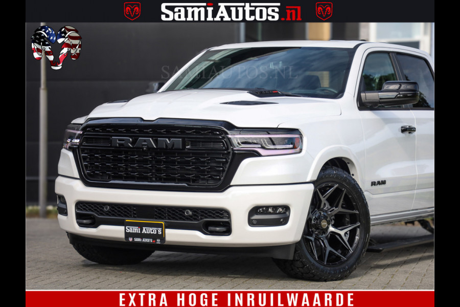 Dodge Ram 1500 1500 Limited Night High Output 540HP 706Nm | Massage + Full Option | De Meest Luxe en Volle Pick-Up in zijn Klasse | Comfortabele Dubbele Cabine met Royale 5 Zitplaatsen | BPM vrij | Nu Leverbaar uit Voorraad | Voorraad Nr 2351 - 7478