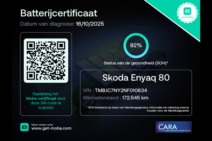 Škoda ENYAQ iV 80 First Edition SOH 92% Leder + Mermory Adap.Cruise 360°Camera Wegkl.Trekh. Navi Ecc Apple Carplay Android Auto Stoel+Stuurverw Lane Assist Elek.Achterklep DAB+ Led Škoda ENYAQ iV 80 First Edition SOH 92% Leder + Mermory Adap.Cruise 360°Camera Wegkl.Trekh. Navi Ecc Apple Carplay Android Auto Stoel+Stuurverw Lane Assist Elek.Achterklep DAB+ Led