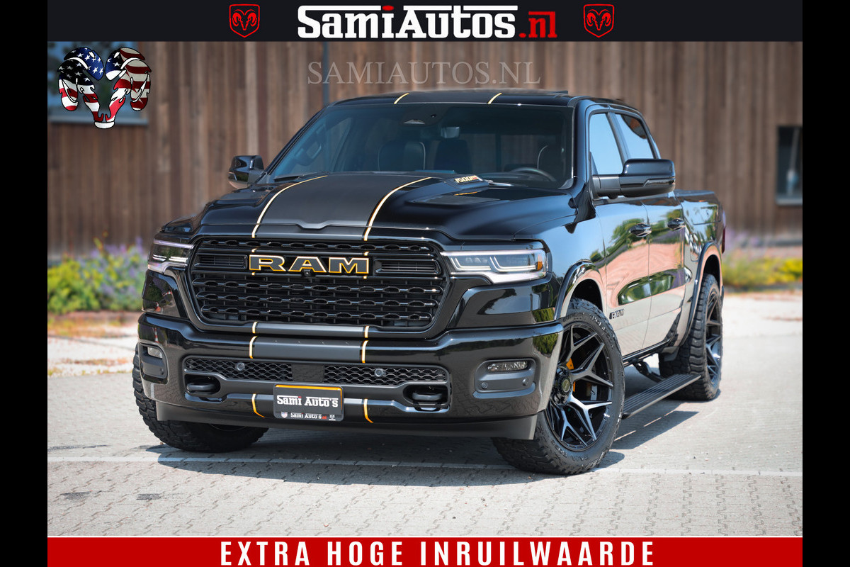 Dodge Ram 1500 Limited Night H.O 540HP 706Nm | Massage + Full Option | De Meest Luxe en Volle Pick-Up in zijn Klasse | Comfortabele Dubbele Cabine met Royale 5 Zitplaatsen | BPM vrij | Nu Leverbaar uit Voorraad | Voorraad Nr 2323 - 5168