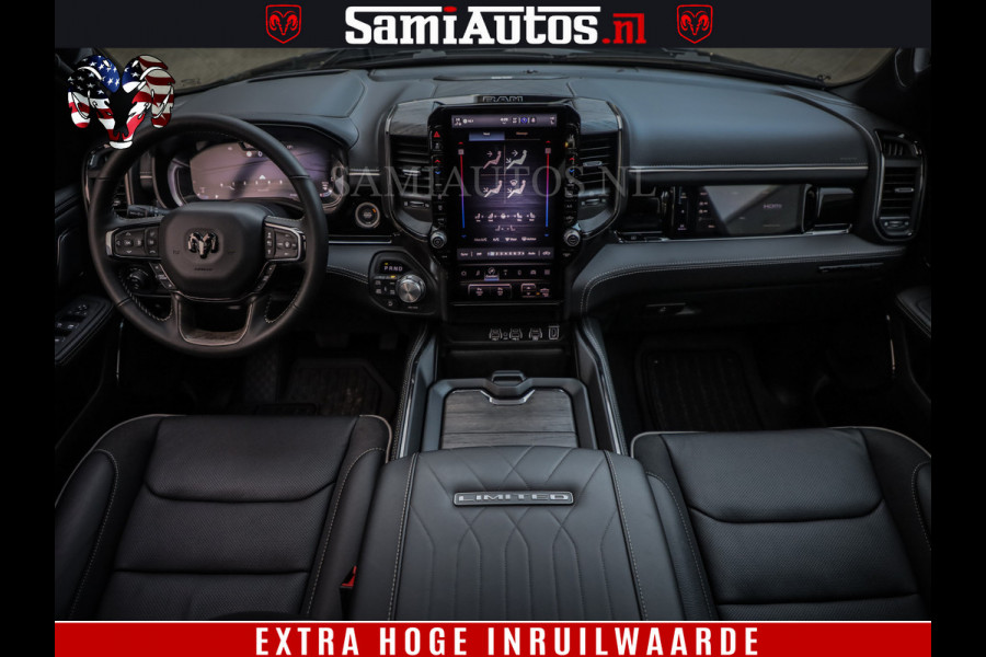 Dodge Ram 1500 Limited Night H.O 540HP 706Nm | Massage + Full Option | De Meest Luxe en Volle Pick-Up in zijn Klasse | Comfortabele Dubbele Cabine met Royale 5 Zitplaatsen | BPM vrij | Nu Leverbaar uit Voorraad | Voorraad Nr 2323 - 5168