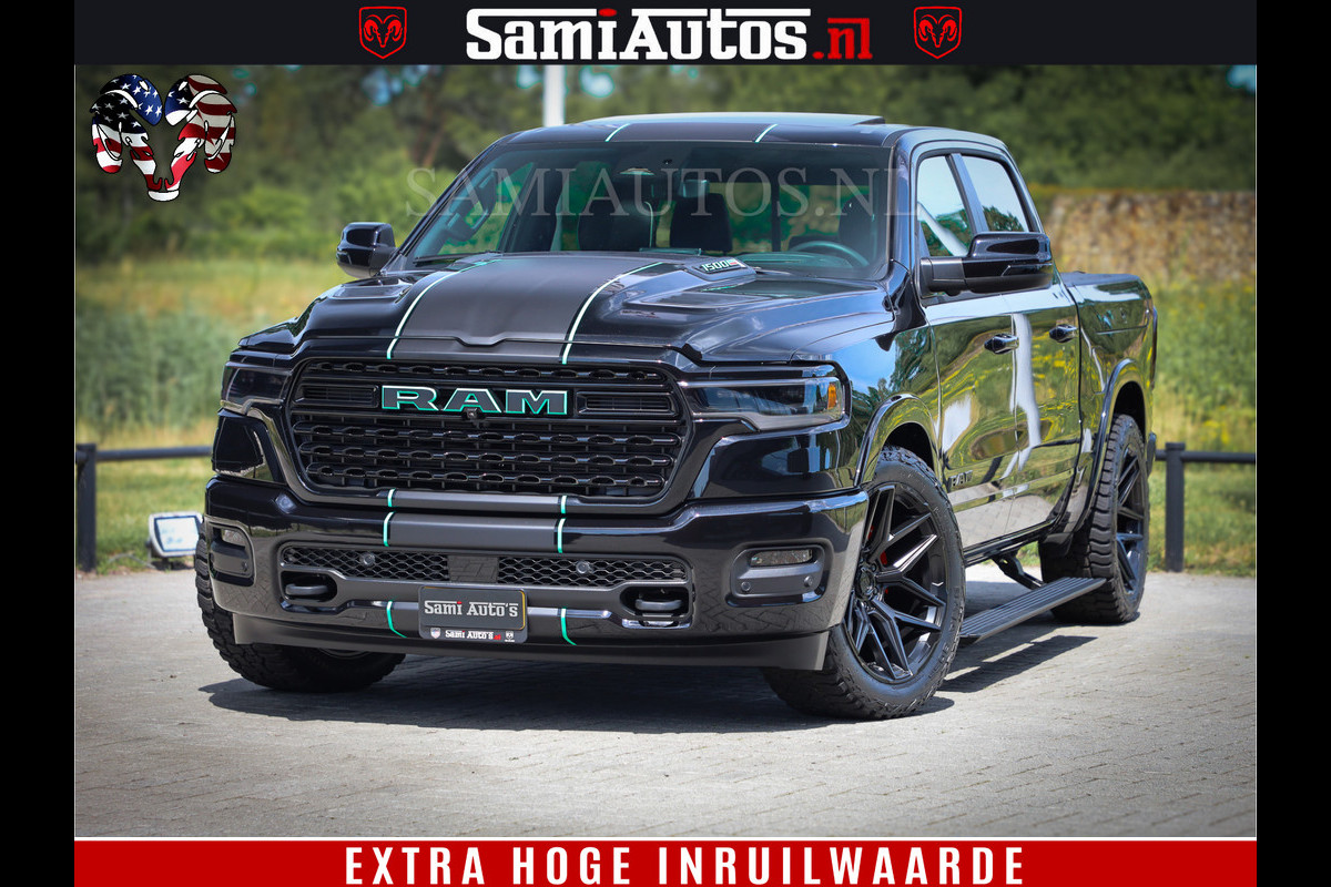 Dodge Ram 1500 Limited Night High Output 540HP 706Nm | Massage + Full Option | De Meest Luxe en Volle Pick-Up in zijn Klasse | Comfortabele Dubbele Cabine met Royale 5 Zitplaatsen | BPM vrij | Nu Leverbaar uit Voorraad | Voorraad Nr 2350 - 5181 Dodge Ram 1500 Limited Night High Output 540HP 706Nm | Massage + Full Option | De Meest Luxe en Volle Pick-Up in zijn Klasse | Comfortabele Dubbele Cabine met Royale 5 Zitplaatsen | BPM vrij | Nu Leverbaar uit Voorraad | Voorraad Nr 2350 - 5181
