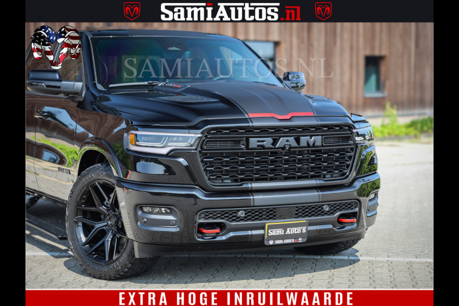 Dodge Ram 1500 Limited Night H.O 540HP 706Nm | Massage + Full Option | De Meest Luxe en Volle Pick-Up in zijn Klasse | Comfortabele Dubbele Cabine met Royale 5 Zitplaatsen | BPM vrij | Nu Leverbaar uit Voorraad | Voorraad Nr 2329 - 5135