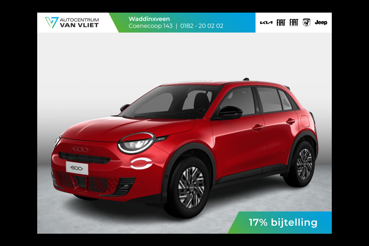 Fiat 600E RED 54 kWh | 17% Bijtelling | Clima | Cruise | LED | PDC | Apple Carplay Fiat 600E RED 54 kWh | 17% Bijtelling | Clima | Cruise | LED | PDC | Apple Carplay