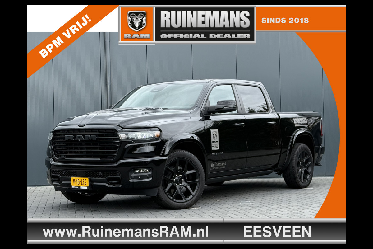 Dodge Ram 1500 3.0 420 PK LARAMIE PREMIUM / DEMO KORTING RIJKLAAR MET LPG! / HURRICANE / 2025 MODEL / NIGHT EDITION / LUCHTVERING / PANO / Dodge Ram 1500 3.0 420 PK LARAMIE PREMIUM / DEMO KORTING RIJKLAAR MET LPG! / HURRICANE / 2025 MODEL / NIGHT EDITION / LUCHTVERING / PANO /