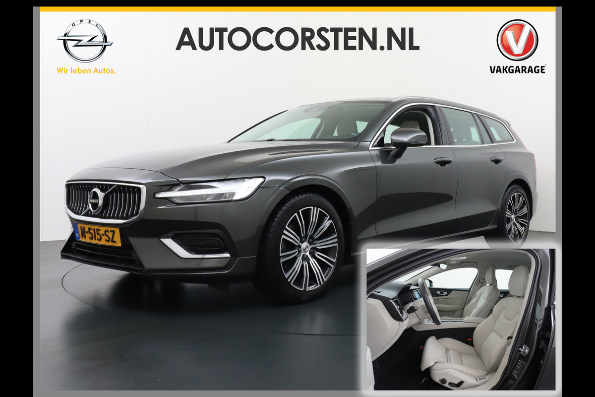 Volvo V60 2.0T AUT-7 Inscription Leer MHEV Apple Carplay Android Auto Harman&Kardon®-Hifi Camera Adap.Cruise Elek.Stoelen Stuur+Stoelverwa Lmv 18" Led Elek. Achterklep Regen-Lichtsensor Collision Avoidance Bluetooth Wifi 1e Eigenaar €50.755 Nieuwprijs Zeer compleet MHEV-Mild-Hybrid 1.800kg trekvermogen