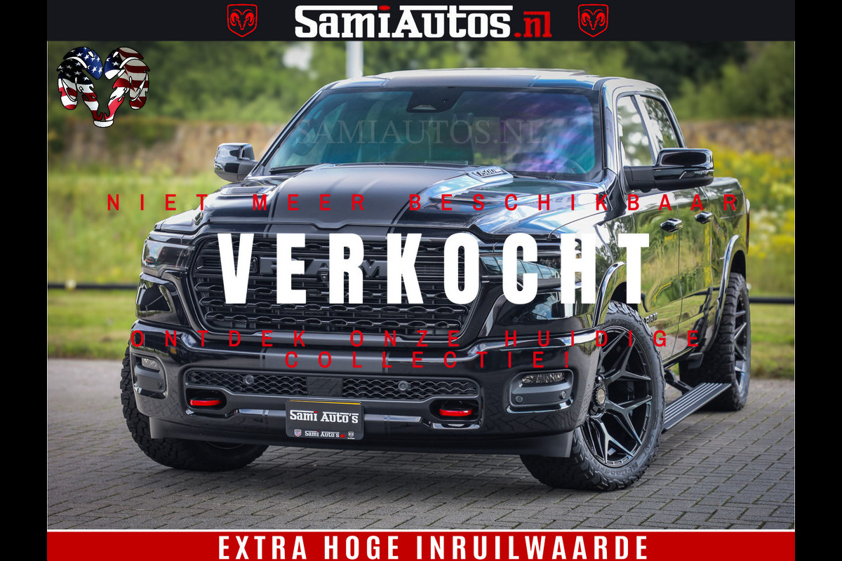 Dodge Ram 1500 Limited Night High Output 540HP 706Nm | Massage + Full Option | De Meest Luxe en Volle Pick-Up in zijn Klasse | Comfortabele Dubbele Cabine met Royale 5 Zitplaatsen | BPM vrij | Nu Leverbaar uit Voorraad | Voorraad Nr 2293 - 7688
