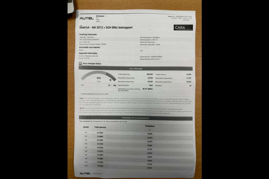 Seat Mii Electric Stoelverw. SOH 92% Electric Plus