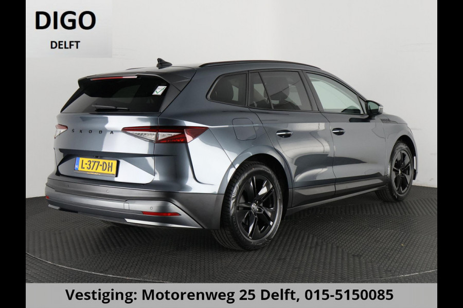 Škoda ENYAQ iV 80 (204PK) ACCU 93%! BEREIK 537KM GARANTIE 4-2031 BLACKLINE. NAVIGATIE . STUURWIEL VERWARMD . PARKEERSENSOREN VOOR & ACHTER .