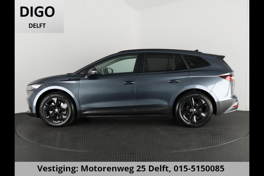 Škoda ENYAQ iV 80 (204PK) ACCU 93%! BEREIK 537KM GARANTIE 4-2031 BLACKLINE. NAVIGATIE . STUURWIEL VERWARMD . PARKEERSENSOREN VOOR & ACHTER .