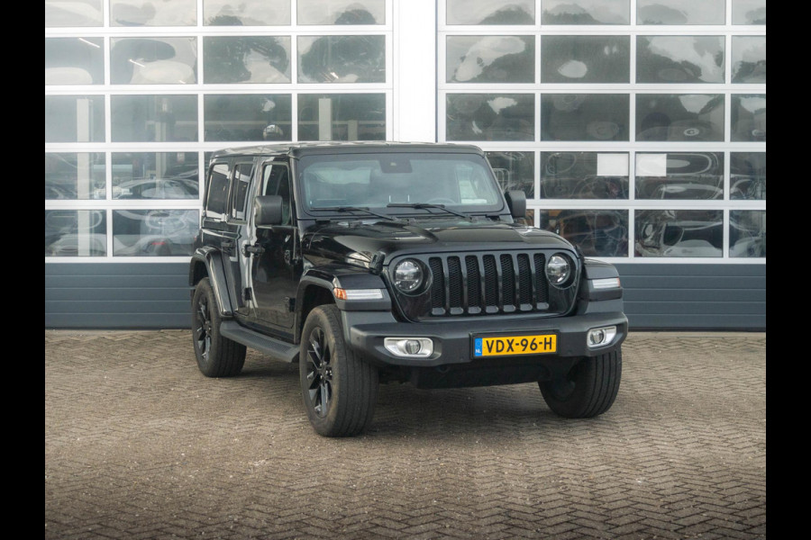 Jeep Wrangler Unlimited 2.0T Sahara | Grijs kenteken | Stoel-/Stuurverwarming | Navi |  Adapt. Cruise | Clima | Camera | Leder | Keyless | 20" Velgen