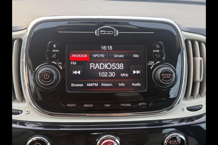 Fiat 500C 1.2 Popstar 4 cilinder , climaat control , cruisecontrol,16 inch, mooie uitvoering