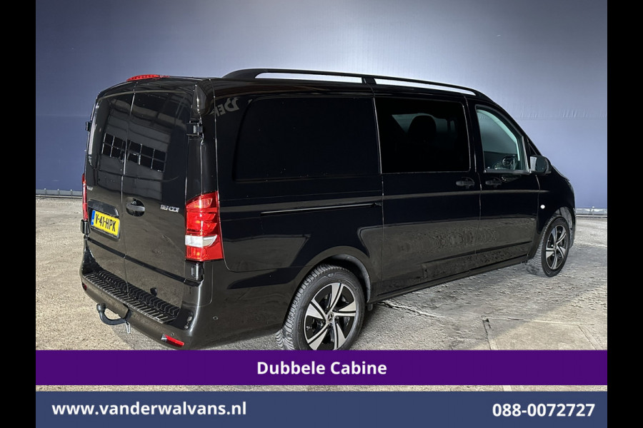 Mercedes-Benz Vito 116 CDI 164pk 9G-Tronic Automaat L2H1 Dubbele Cabine Fabrieksgarantie Euro6 Airco | 2x zijdeur | 5-Zits | 360 graden Camera | Na LED, LM velgen, 2500kg Trekhaak, Adaptieve Cruisecontrol, Parkeersensoren, Isofix, MBUX