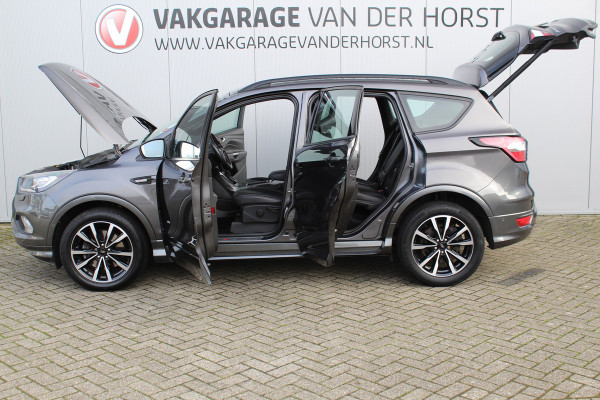 Ford Kuga 1.5-182pk EcoBoost ST-Line AWD-AUTOMAAT. Ideale caravantrekker: vierwielaangedreven automaat, trekgewicht 1.850kg ! Autm. airco dual, adapt. cruise cntrl, navigatie, telefoonvoorb., stoel- en voorraamverw., bi-xenon verl., lm wielen, camera, pdc v+a, Sony soundsyst., side- en laneassist etc.