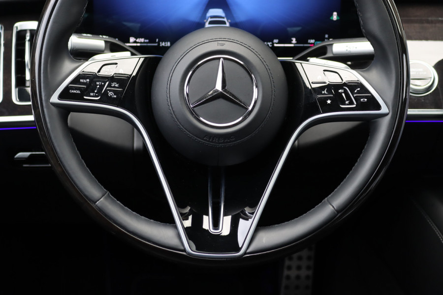 Mercedes-Benz S-Klasse 400d 4MATIC Lang AMG Line Aut9 | Airmatic | Achterasbesturing | Distronic+ | Zonweringspakket | Burmester | Stoelventilatie | Verwarmd Stuurwiel | HUD | Vlakkenverwarming |