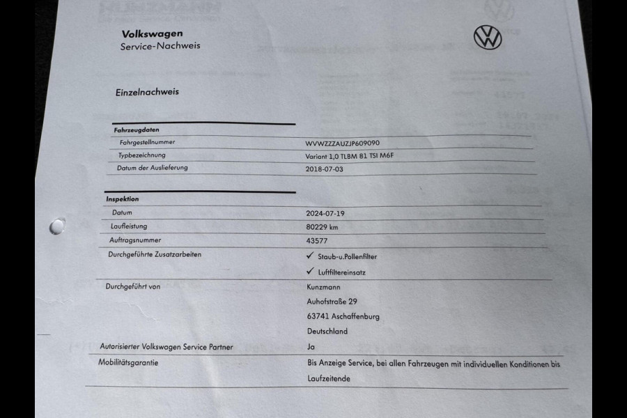 Volkswagen Golf 1.0 TSI 110pk Comfortline CarPlay Navi Elektr.Trekhaak Garantie Airco