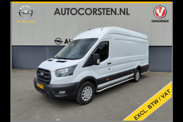 Ford Transit 2.0TDCI 130pk 350 L4H3 Navi Camera Pdc Apple Carplay Android WiFi Airco Cruise Control Voorruit-Verwarmd Regensensor DAB Schuifdeur Betonplex Vloer Wandbetimmering Roll Stability Control Led Spoorwisselassist Euro 6 Zeer Compleet!