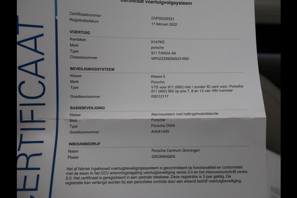 Porsche 911 TARGA 4S 3.0 992 ORIG. NL *17.979 KM* + SPORTUITLAAT / SFEERVERLICHTING / 360 CAMERA
