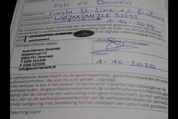 Ford Fiesta 1.0 EB AUTOMAAT ST-LINE + TREKHAAK | FULL LED | STUUR/STOELVERW. | APPLE CARPLAY
