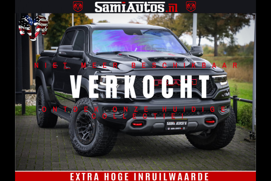 Dodge Ram 1500 TRX 702 PK 6.2 V8 | RED LINE | HELLCAT | RODE STIKSELS | BOM VOL | 4x4 Crew Cab | DUBBELE CABINE DC | 5 PERSOONS | DIAMOND BLACK PEARL | EERSTE EIGENAAR | TOP STAAT |