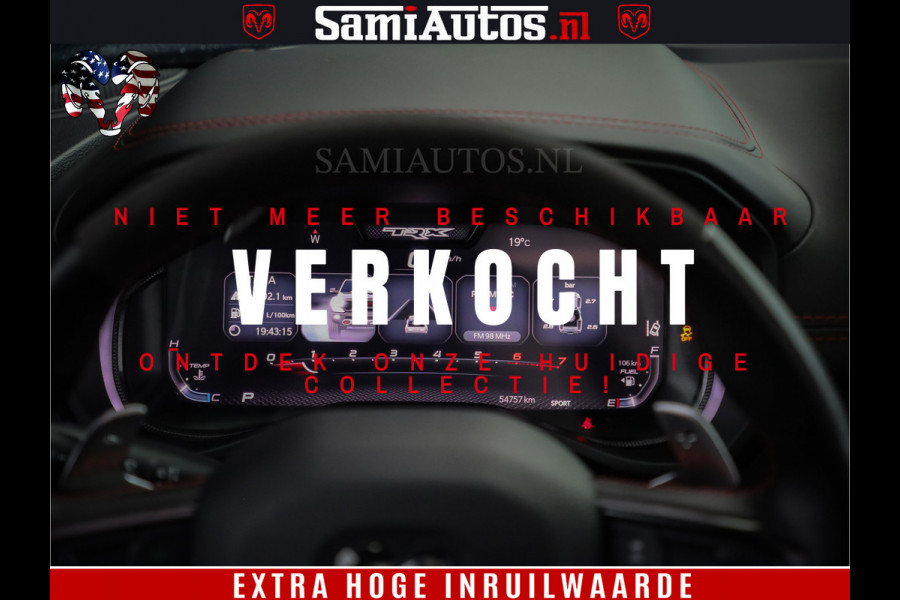 Dodge Ram 1500 TRX 702 PK 6.2 V8 | RED LINE | HELLCAT | RODE STIKSELS | BOM VOL | 4x4 Crew Cab | DUBBELE CABINE DC | 5 PERSOONS | DIAMOND BLACK PEARL | EERSTE EIGENAAR | TOP STAAT |