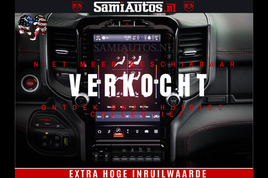 Dodge Ram 1500 TRX 702 PK 6.2 V8 | RED LINE | HELLCAT | RODE STIKSELS | BOM VOL | 4x4 Crew Cab | DUBBELE CABINE DC | 5 PERSOONS | DIAMOND BLACK PEARL | EERSTE EIGENAAR | TOP STAAT |