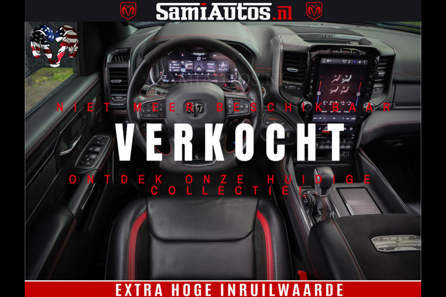 Dodge Ram 1500 TRX 702 PK 6.2 V8 | RED LINE | HELLCAT | RODE STIKSELS | BOM VOL | 4x4 Crew Cab | DUBBELE CABINE DC | 5 PERSOONS | DIAMOND BLACK PEARL | EERSTE EIGENAAR | TOP STAAT |