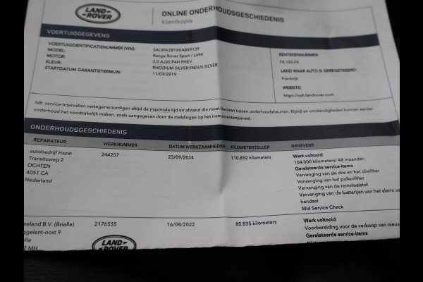 Land Rover Range Rover Sport 2.0 P400e HYBRID HSE DYNAMIC *BTW* + 21 INCH / HEAD-UP / PANORAMA / APPLE CARPLAY