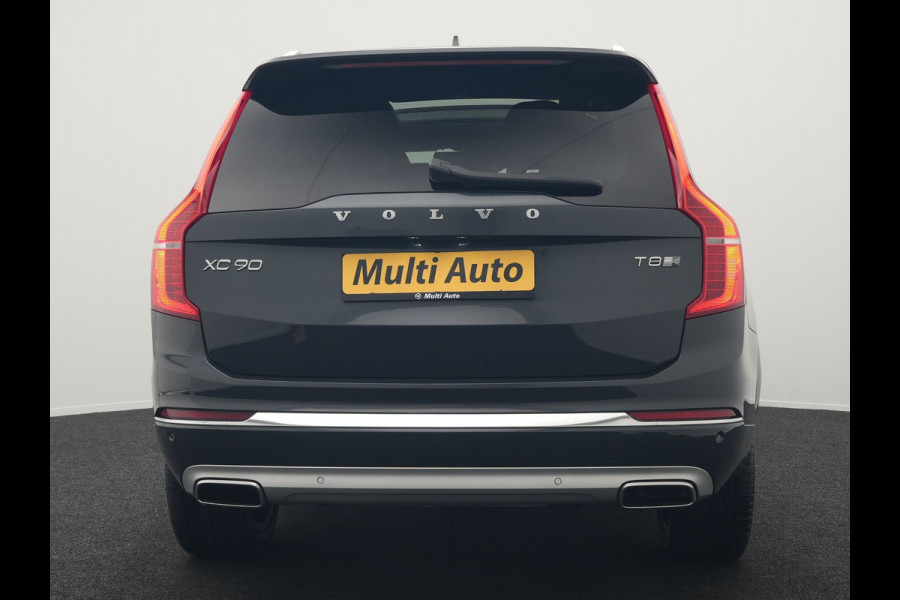 Volvo XC90 T8 Twin Engine AWD Inscription 7 Persoons 394pk Plug In Hybrid Dealer O.H PHEV | Panodak | Adaptive Cruise | Luxe Lederen Comfortzetels Massage & Ventilatie | Head Up | 360 Camera | Harman Kardon | Blis | Apple Carplay | Navigatie |