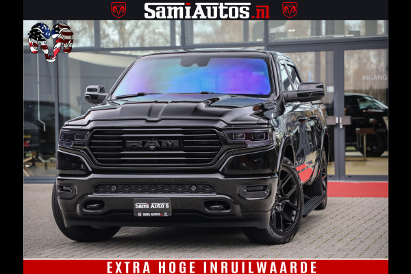 Dodge Ram 1500 BLACK OPS LONGHORN 5.7 V8 HEMI | 8820KM! | BOM VOL | HUD | LUCHTVERING | PANO | 200L LPG | ADAPTIVE CRUISE | DIGI VIRTUAL CLUSTER | CARPLAY | 3500KG | HEADUP | CREW CAB DUBBELE CABINE | 5 PERSOONS | ZWART MET BRUIN LEDER | Z.G.A.N