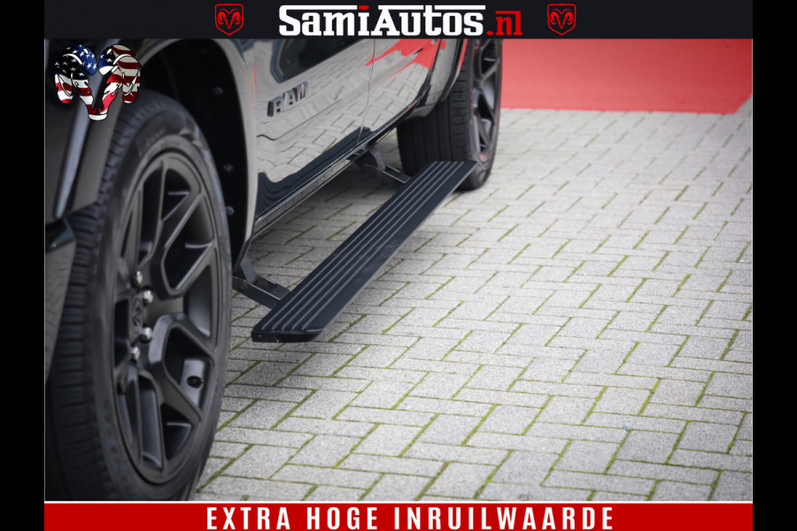 Dodge Ram 1500 BLACK OPS LONGHORN 5.7 V8 HEMI | 8820KM! | BOM VOL | HUD | LUCHTVERING | PANO | 200L LPG | ADAPTIVE CRUISE | DIGI VIRTUAL CLUSTER | CARPLAY | 3500KG | HEADUP | CREW CAB DUBBELE CABINE | 5 PERSOONS | ZWART MET BRUIN LEDER | Z.G.A.N