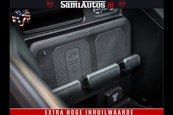 Dodge Ram 1500 BLACK OPS LONGHORN 5.7 V8 HEMI | 8820KM! | BOM VOL | HUD | LUCHTVERING | PANO | 200L LPG | ADAPTIVE CRUISE | DIGI VIRTUAL CLUSTER | CARPLAY | 3500KG | HEADUP | CREW CAB DUBBELE CABINE | 5 PERSOONS | ZWART MET BRUIN LEDER | Z.G.A.N