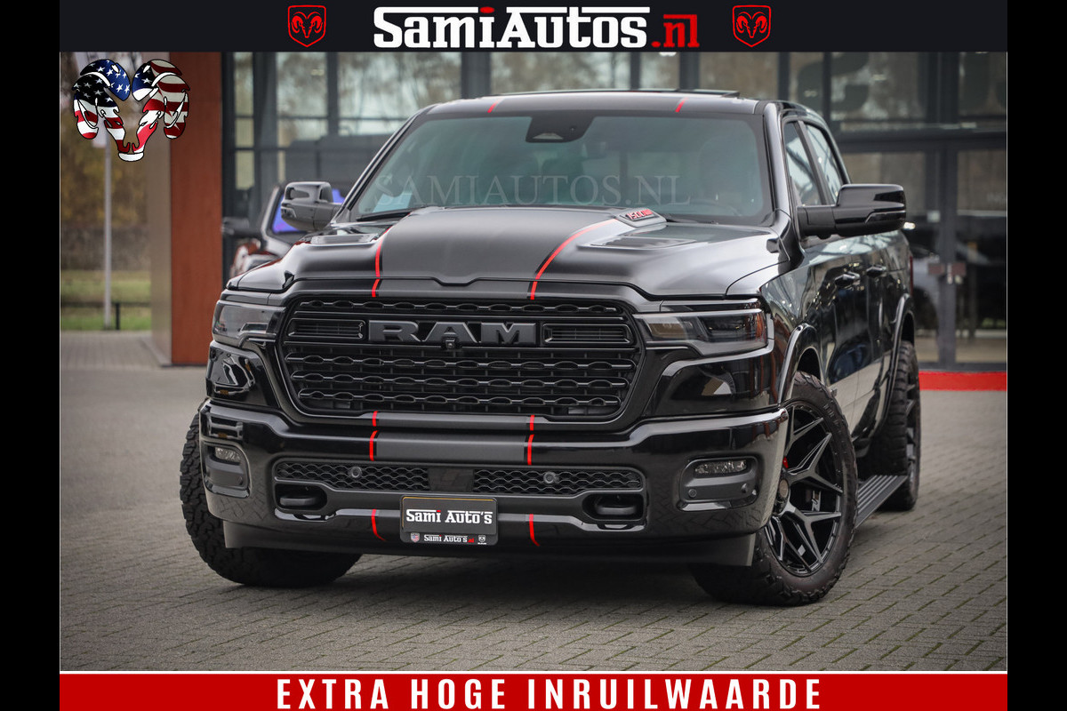 Dodge Ram 1500 Limited Night High Output 540HP 706Nm | Massage + Full Option | De Meest Luxe en Volle Pick-Up in zijn Klasse | Comfortabele Dubbele Cabine met Royale 5 Zitplaatsen | BPM vrij | Nu Leverbaar uit Voorraad | Voorraad Nr 2357 - 5182