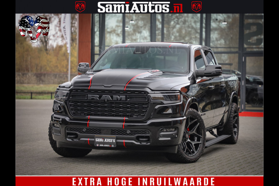 Dodge Ram 1500 Limited Night High Output 540HP 706Nm | Massage + Full Option | De Meest Luxe en Volle Pick-Up in zijn Klasse | Comfortabele Dubbele Cabine met Royale 5 Zitplaatsen | BPM vrij | Nu Leverbaar uit Voorraad | Voorraad Nr 2357 - 5182