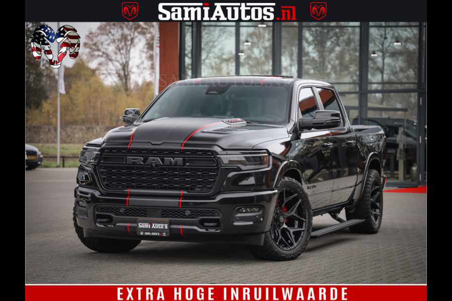 Dodge Ram 1500 Limited Night High Output 540HP 706Nm | Massage + Full Option | De Meest Luxe en Volle Pick-Up in zijn Klasse | Comfortabele Dubbele Cabine met Royale 5 Zitplaatsen | BPM vrij | Nu Leverbaar uit Voorraad | Voorraad Nr 2357 - 5182