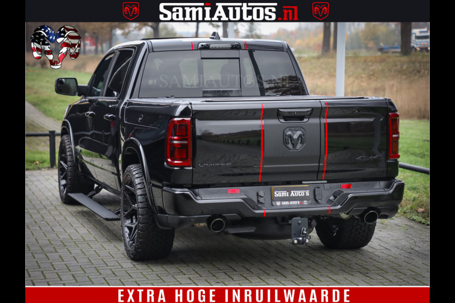 Dodge Ram 1500 Limited Night High Output 540HP 706Nm | Massage + Full Option | De Meest Luxe en Volle Pick-Up in zijn Klasse | Comfortabele Dubbele Cabine met Royale 5 Zitplaatsen | BPM vrij | Nu Leverbaar uit Voorraad | Voorraad Nr 2324 - 5142