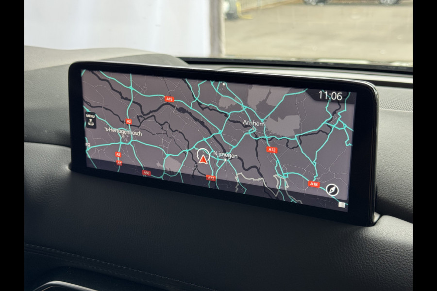 Mazda CX-5 2.0 E SkyActiv MHEV 165 HOMURA LEER/ALCANTARA ELEK.KLEP ADAP.CRUISE 19''LMV HEAD-UP 360.CAMERA FULL LED CARPLAY NAVI STOEL/STUUR 09/2024