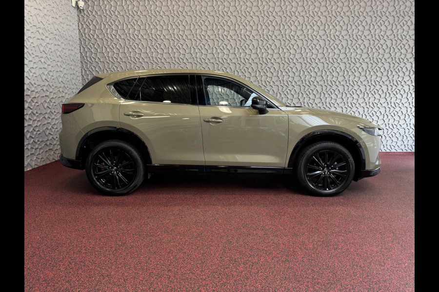 Mazda CX-5 2.0 E SkyActiv MHEV 165 HOMURA LEER/ALCANTARA ELEK.KLEP ADAP.CRUISE 19''LMV HEAD-UP 360.CAMERA FULL LED CARPLAY NAVI STOEL/STUUR 09/2024