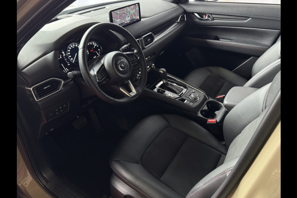 Mazda CX-5 2.0 E SkyActiv MHEV 165 HOMURA LEER/ALCANTARA ELEK.KLEP ADAP.CRUISE 19''LMV HEAD-UP 360.CAMERA FULL LED CARPLAY NAVI STOEL/STUUR 09/2024