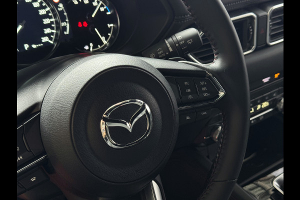 Mazda CX-5 2.0 E SkyActiv MHEV 165 HOMURA LEER/ALCANTARA ELEK.KLEP ADAP.CRUISE 19''LMV HEAD-UP 360.CAMERA FULL LED CARPLAY NAVI STOEL/STUUR 09/2024