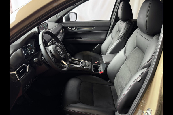 Mazda CX-5 2.0 E SkyActiv MHEV 165 HOMURA LEER/ALCANTARA ELEK.KLEP ADAP.CRUISE 19''LMV HEAD-UP 360.CAMERA FULL LED CARPLAY NAVI STOEL/STUUR 09/2024