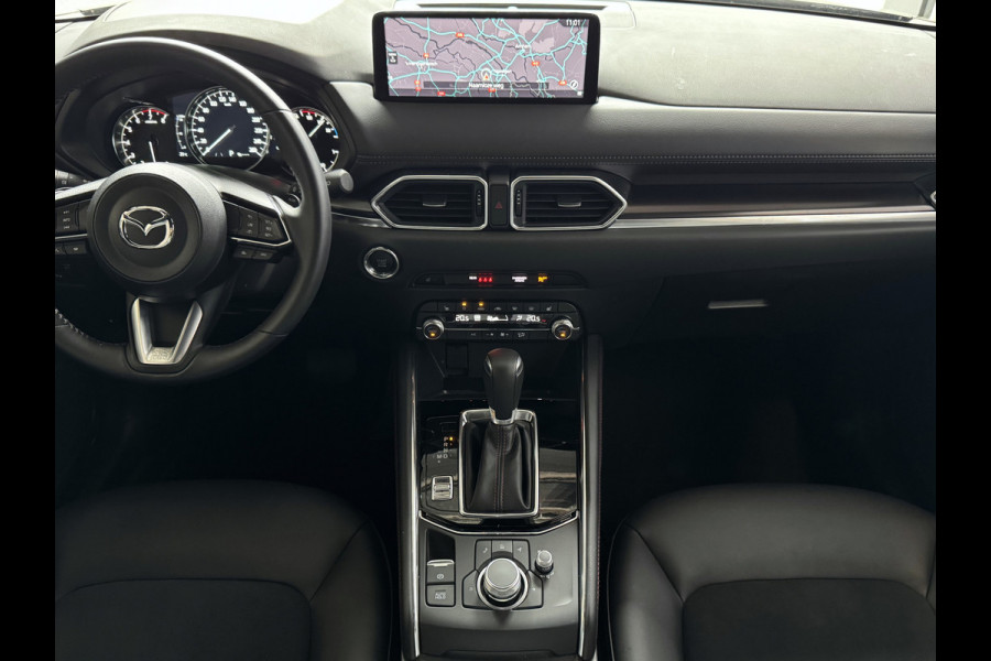 Mazda CX-5 2.0 E SkyActiv MHEV 165 HOMURA LEER/ALCANTARA ELEK.KLEP ADAP.CRUISE 19''LMV HEAD-UP 360.CAMERA FULL LED CARPLAY NAVI STOEL/STUUR 09/2024