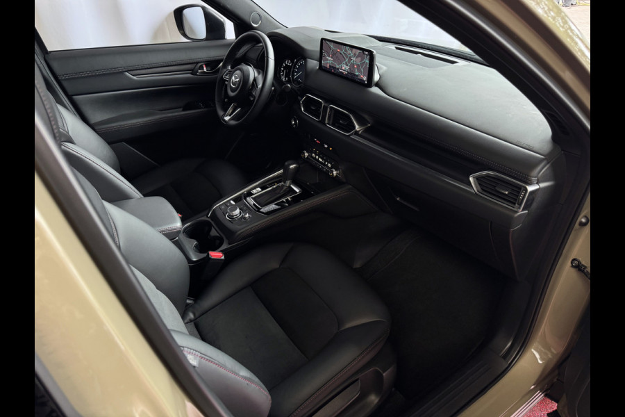 Mazda CX-5 2.0 E SkyActiv MHEV 165 HOMURA LEER/ALCANTARA ELEK.KLEP ADAP.CRUISE 19''LMV HEAD-UP 360.CAMERA FULL LED CARPLAY NAVI STOEL/STUUR 09/2024