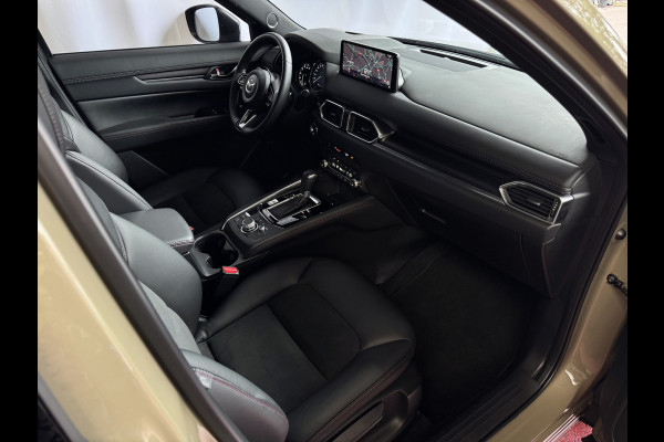 Mazda CX-5 2.0 E SkyActiv MHEV 165 HOMURA LEER/ALCANTARA ELEK.KLEP ADAP.CRUISE 19''LMV HEAD-UP 360.CAMERA FULL LED CARPLAY NAVI STOEL/STUUR 09/2024