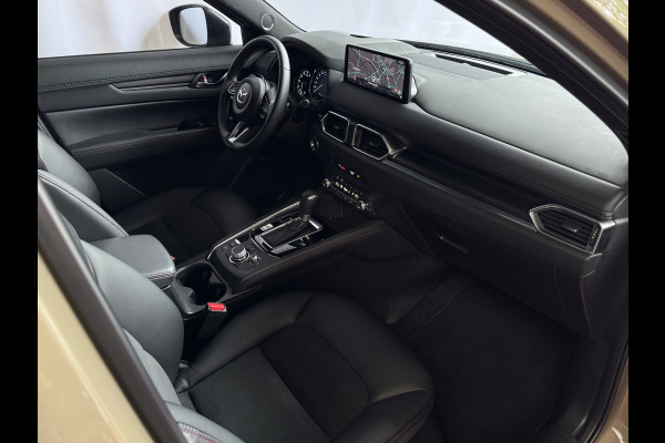 Mazda CX-5 2.0 E SkyActiv MHEV 165 HOMURA LEER/ALCANTARA ELEK.KLEP ADAP.CRUISE 19''LMV HEAD-UP 360.CAMERA FULL LED CARPLAY NAVI STOEL/STUUR 09/2024