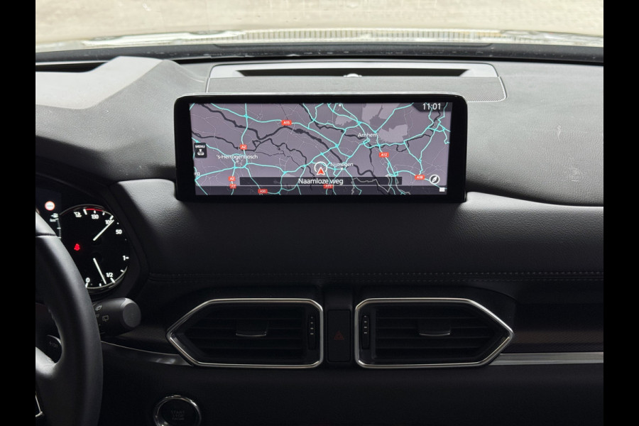 Mazda CX-5 2.0 E SkyActiv MHEV 165 HOMURA LEER/ALCANTARA ELEK.KLEP ADAP.CRUISE 19''LMV HEAD-UP 360.CAMERA FULL LED CARPLAY NAVI STOEL/STUUR 09/2024